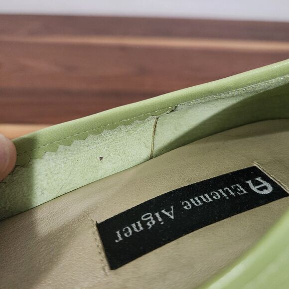 Etienne Aigner Lime Green Pumps Heels Womens 8.5 M Gardener Leather Stacked Heel - Picture 9 of 13